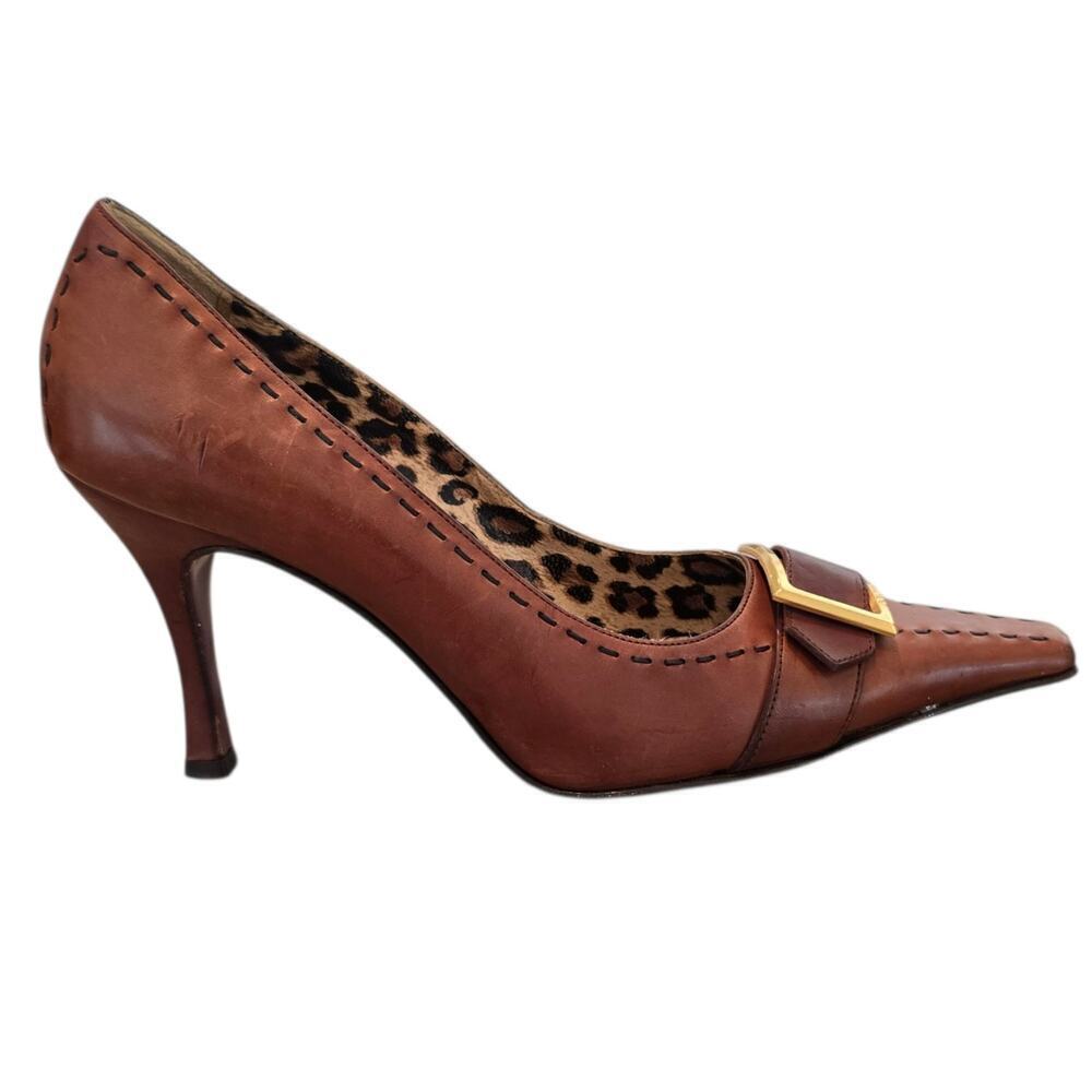 Dolce and Gabbana Beige Leather Pointed Toe Buckle Pumps Size 36.5 6 6.5